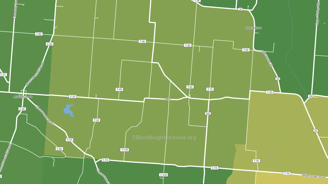 Eris, OH block-group voter-turnout map