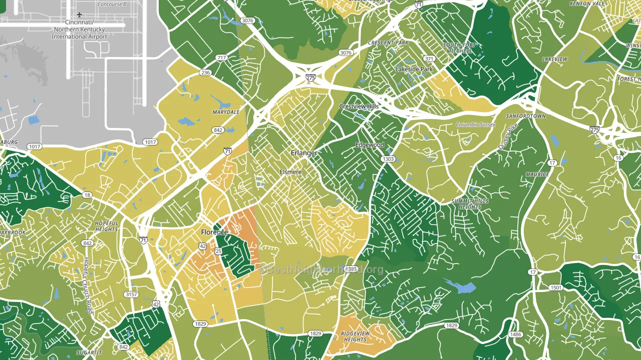 Erlanger, KY block-group voter-turnout map