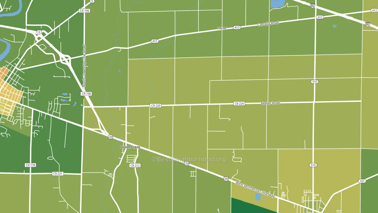 Erlin, OH block-group voter-turnout map