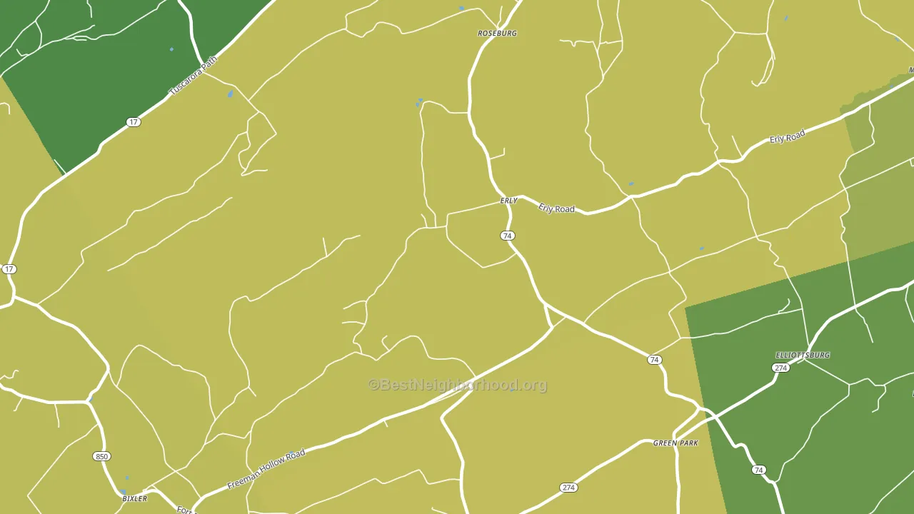 Erly, PA block-group voter-turnout map