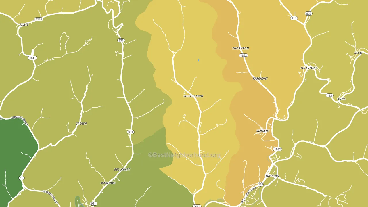 Ermine, KY block-group voter-turnout map