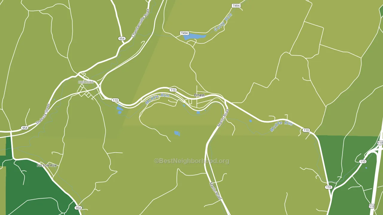 Ernest, PA block-group voter-turnout map
