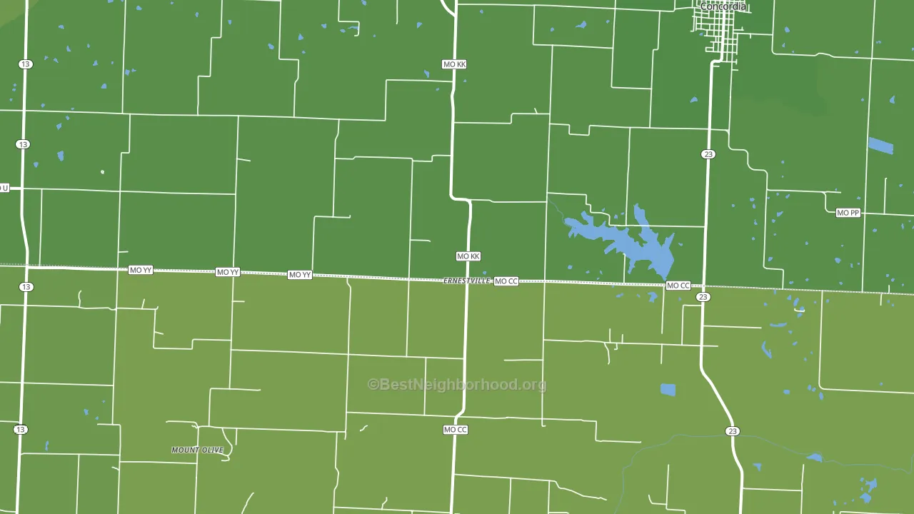 Ernestville, MO block-group voter-turnout map