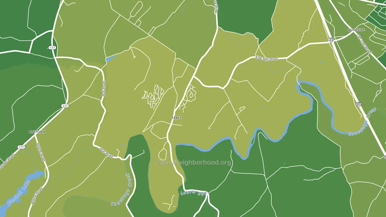Erney, PA block-group voter-turnout map
