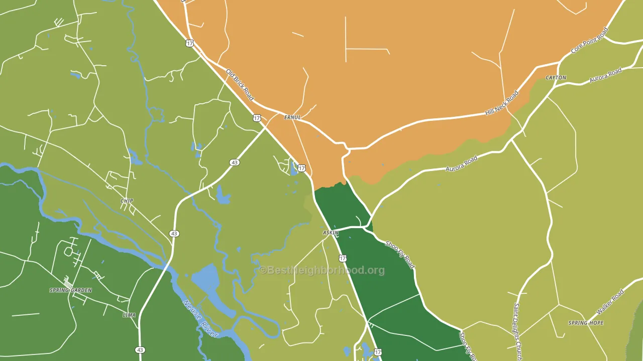 Ernul, NC block-group voter-turnout map