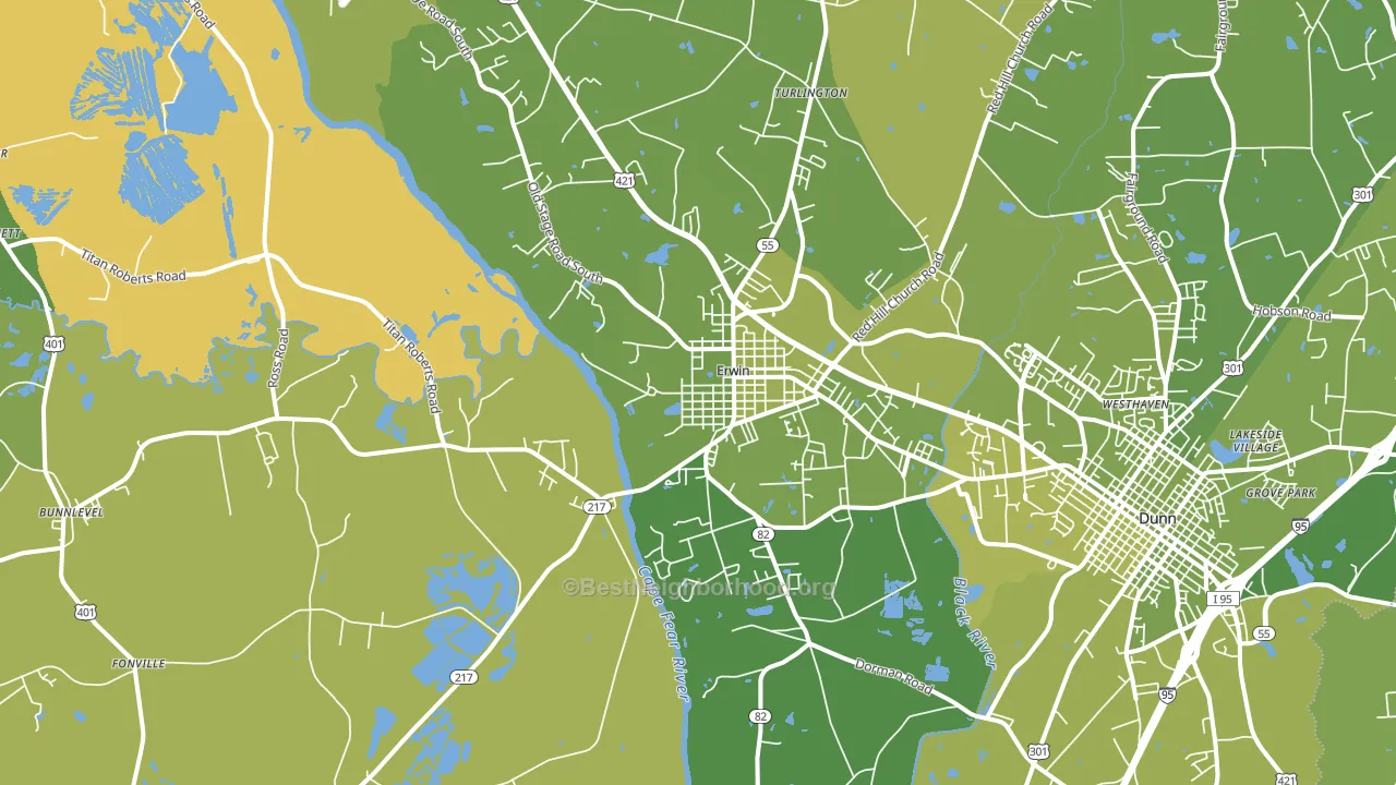 Erwin, NC block-group voter-turnout map