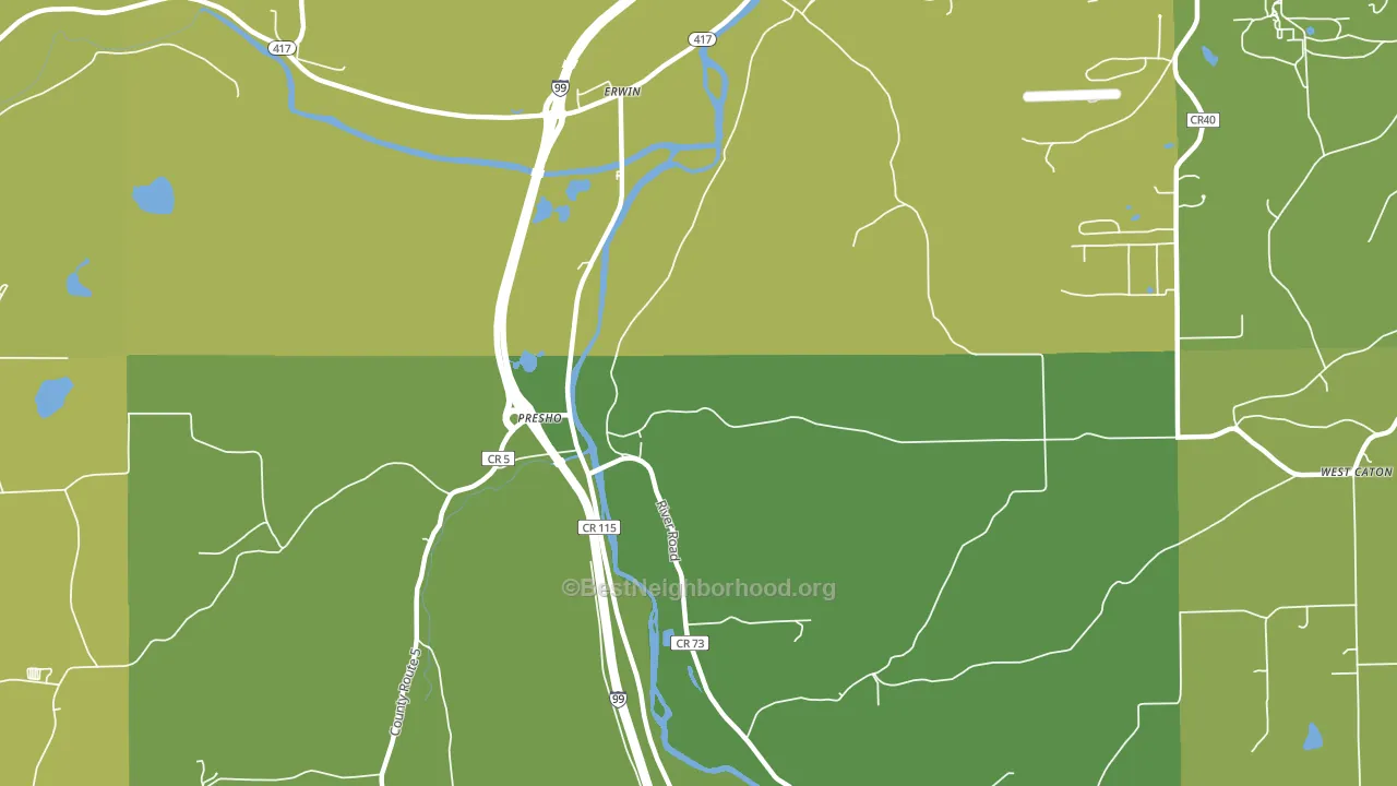 Erwins, NY block-group voter-turnout map
