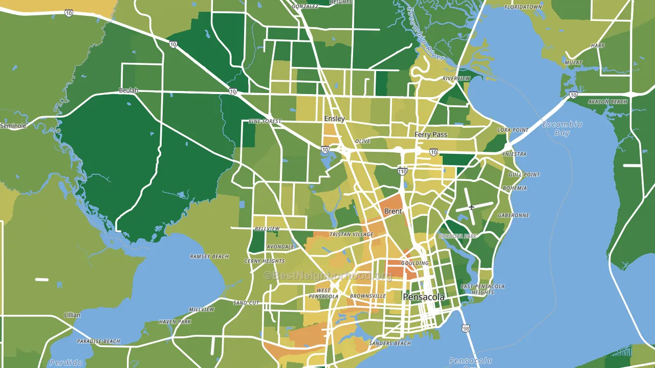 Escambia County, FL block-group voter-turnout map