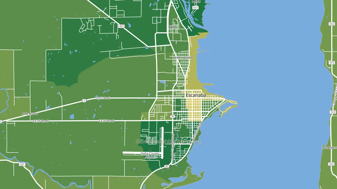 Escanaba, MI block-group voter-turnout map