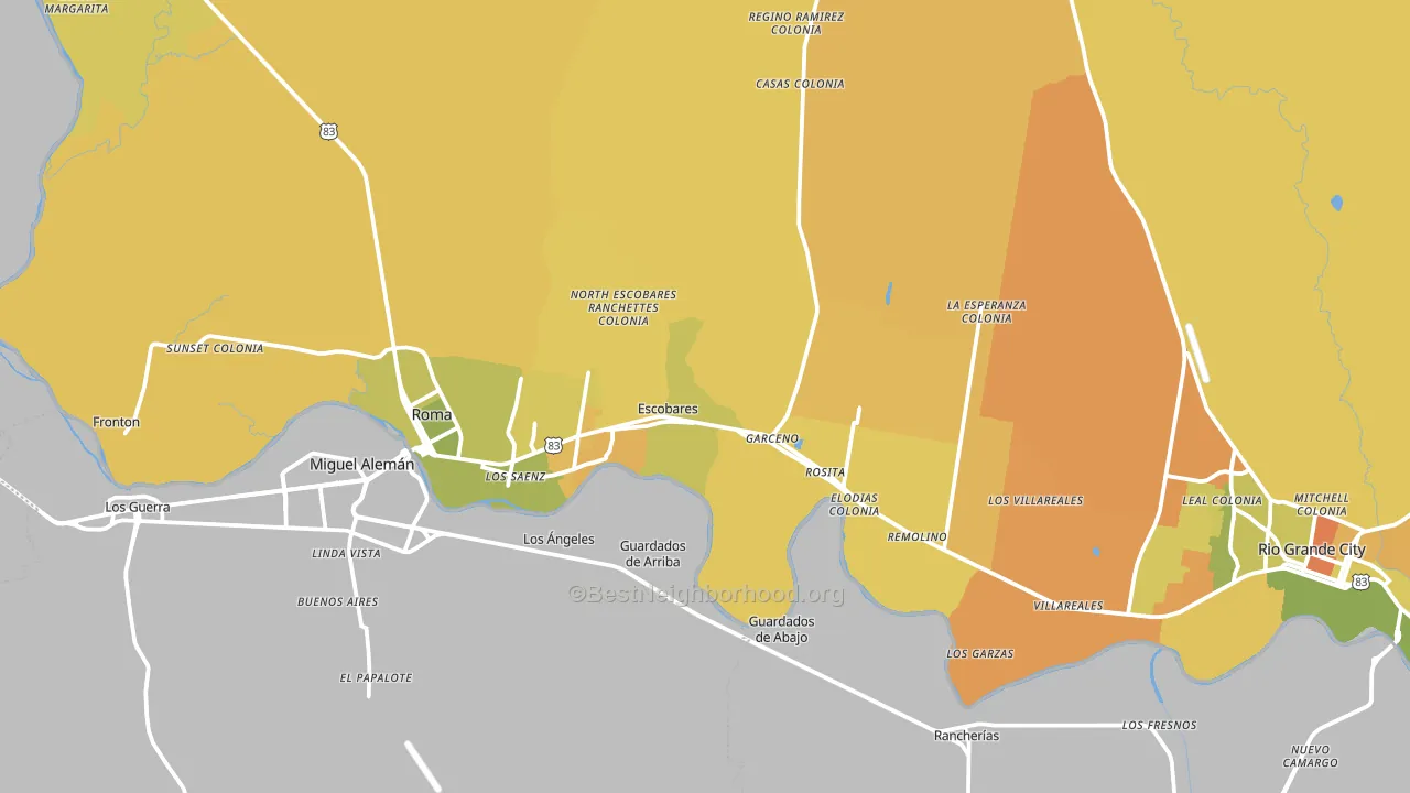 Escobares, TX block-group voter-turnout map