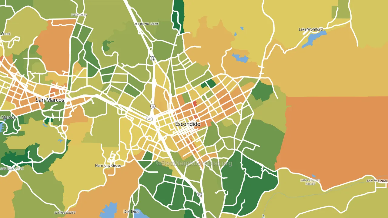 Escondido, CA block-group voter-turnout map