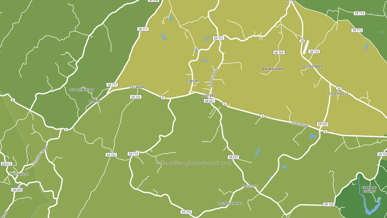 Esmont, VA block-group voter-turnout map