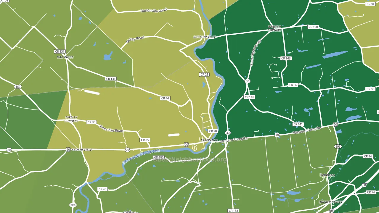 Esperance, NY block-group voter-turnout map