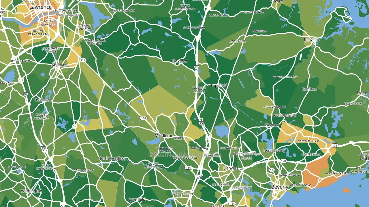 Essex County, MA block-group voter-turnout map