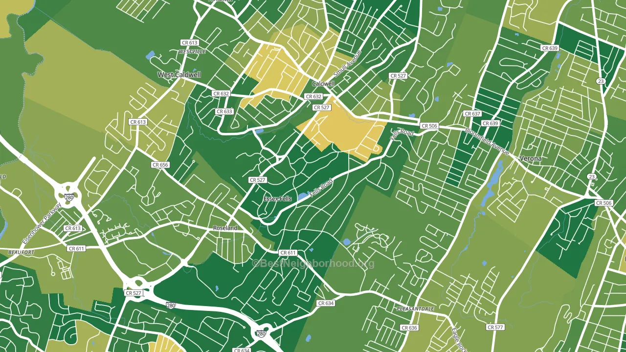Essex Fells, NJ block-group voter-turnout map