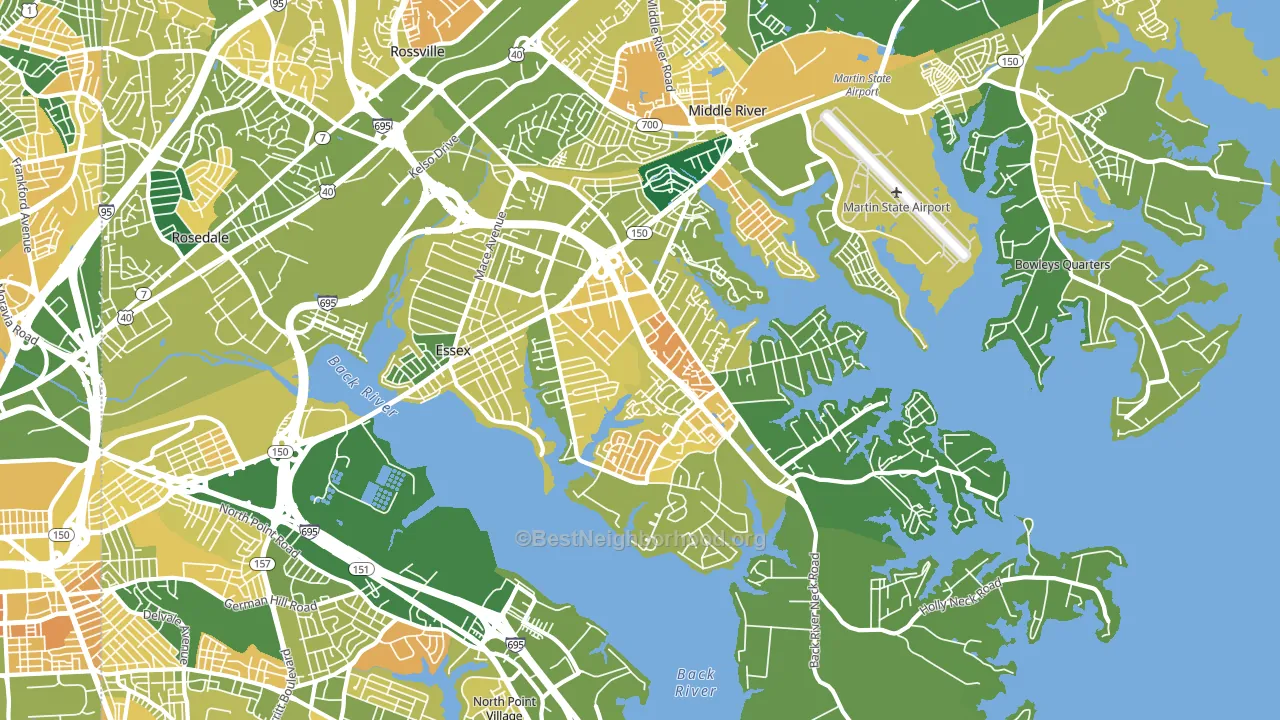 Essex, MD block-group voter-turnout map