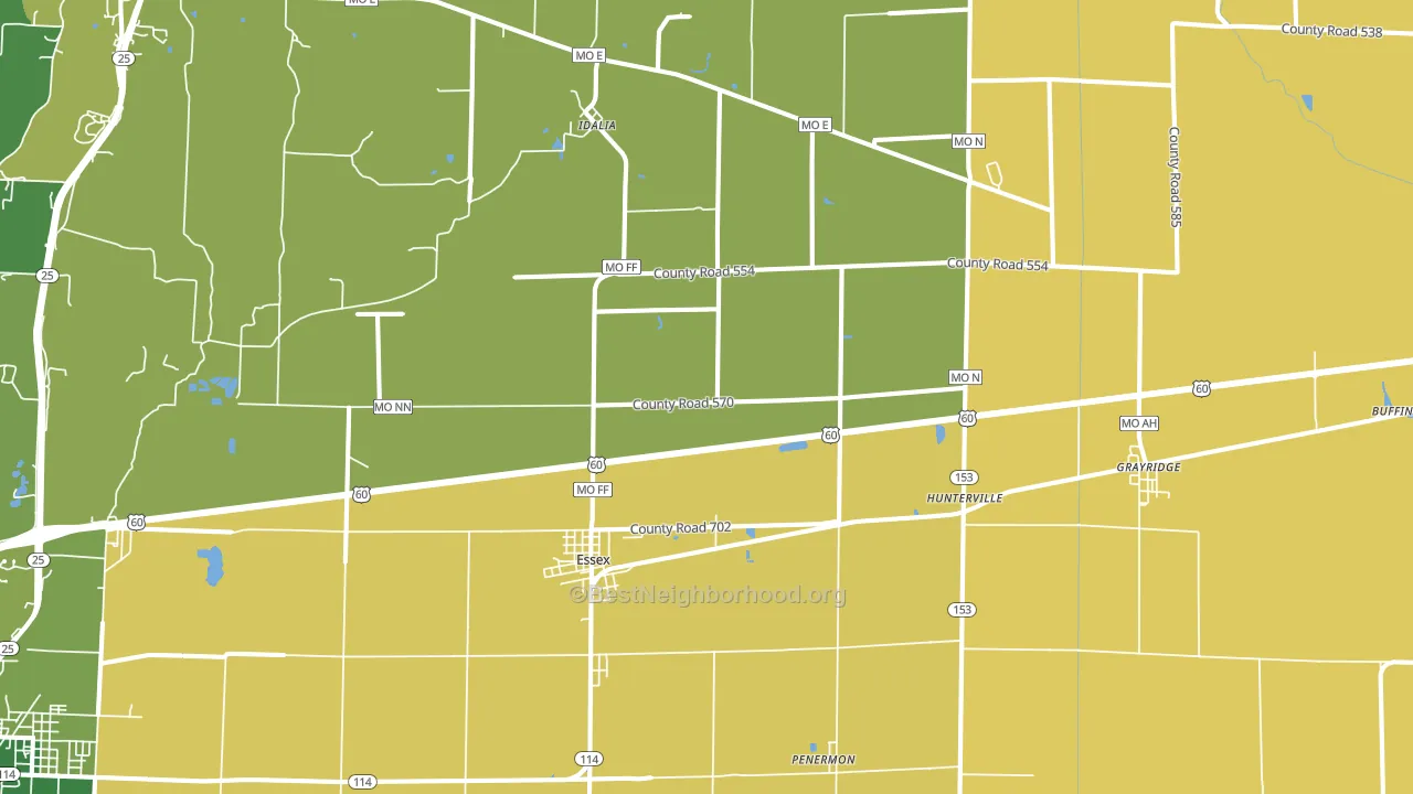 Essex, MO block-group voter-turnout map