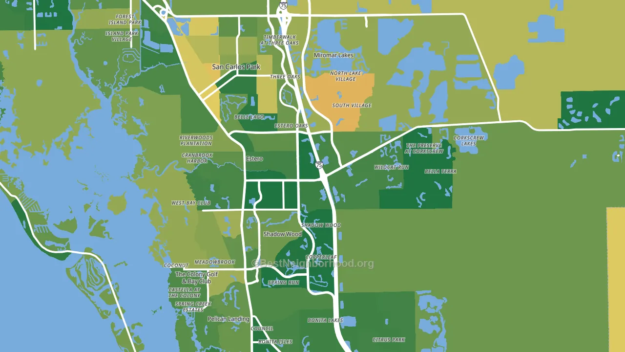 Estero, FL block-group voter-turnout map