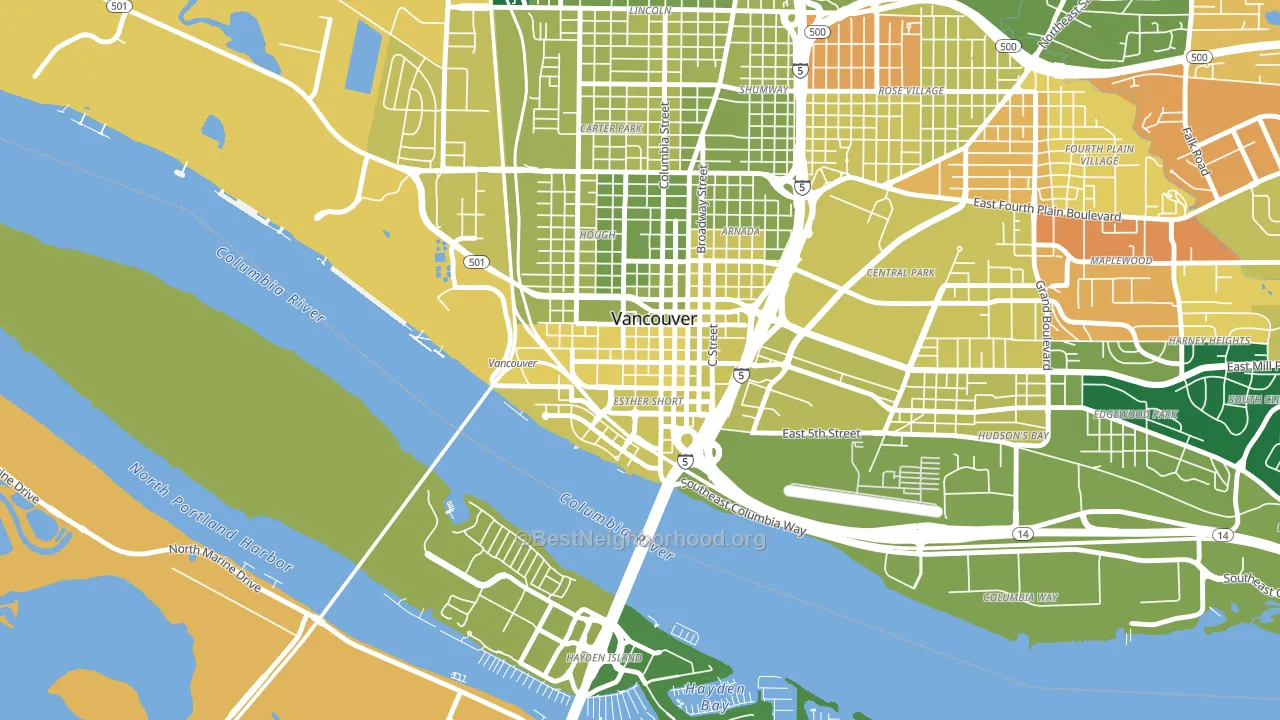 Esther Short, Vancouver, WA block-group voter-turnout map