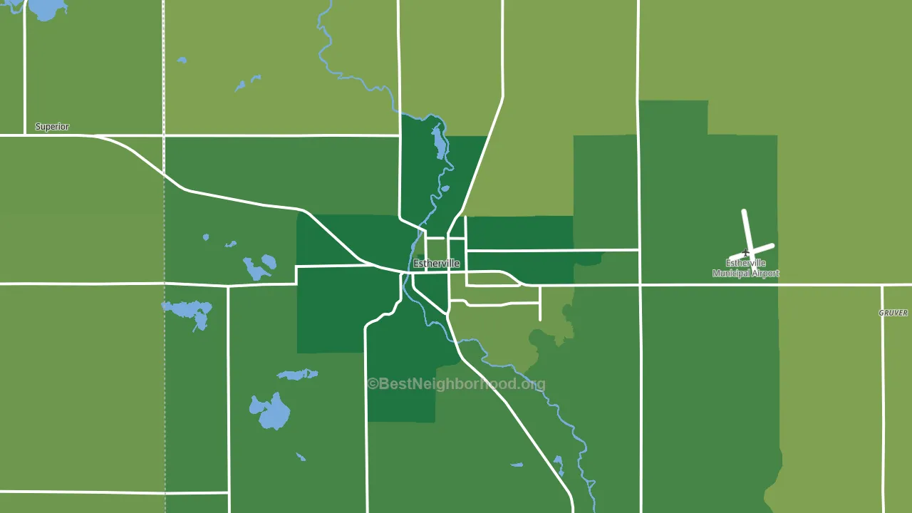 Estherville, IA block-group voter-turnout map