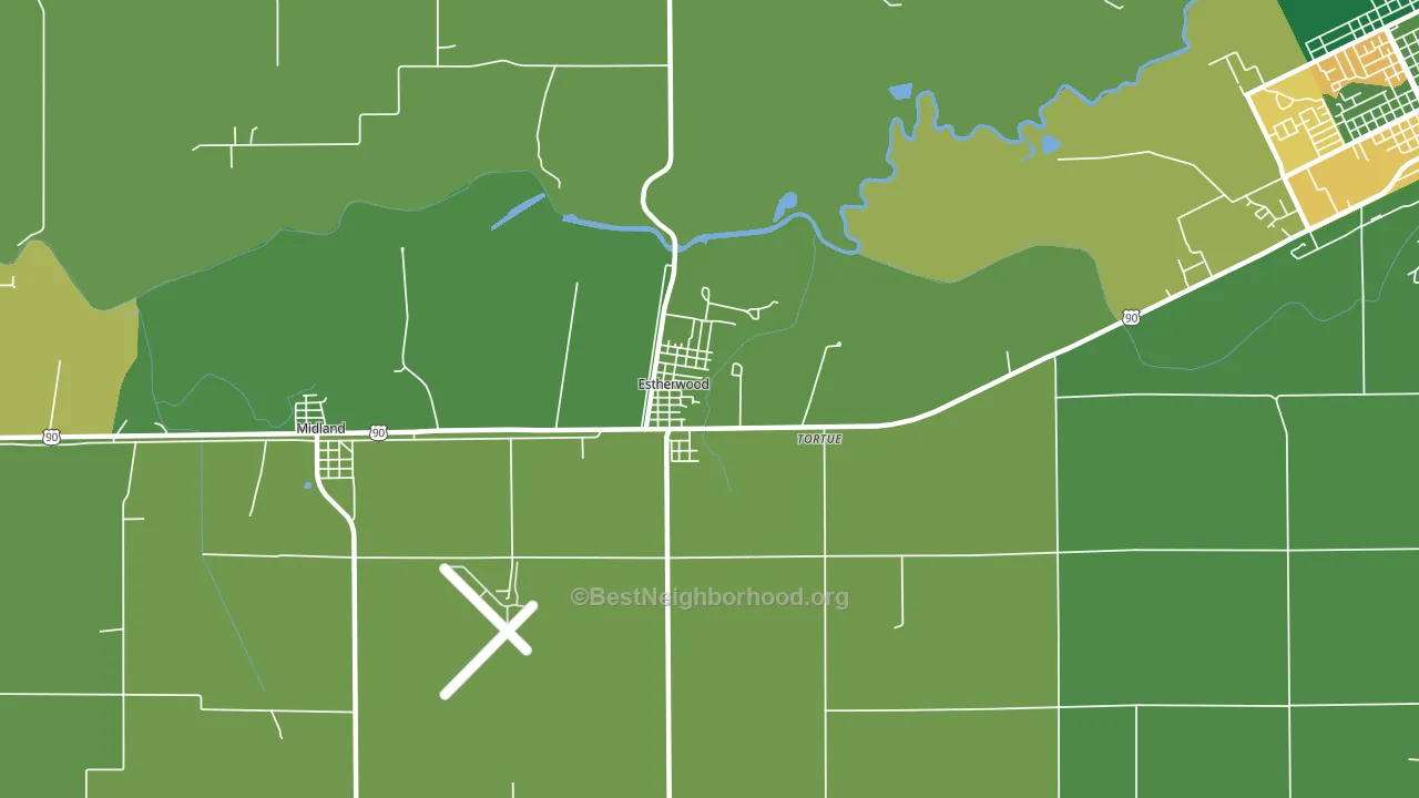 Estherwood, LA block-group voter-turnout map