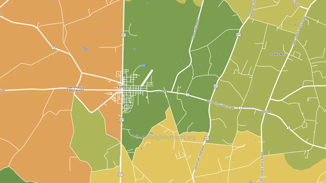 Estill, SC block-group voter-turnout map