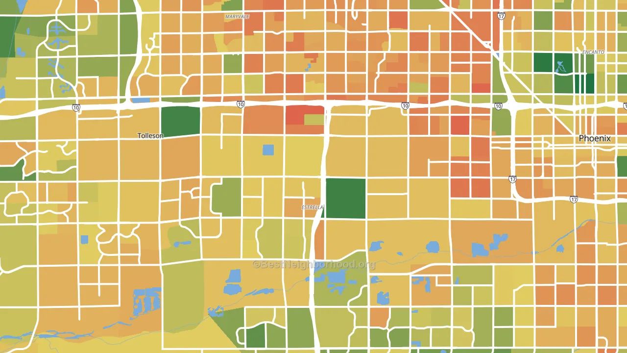 Estrella, Phoenix, AZ block-group voter-turnout map