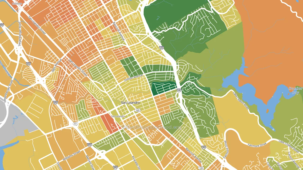 Estudillo Estates-Glen, San Leandro, CA block-group voter-turnout map