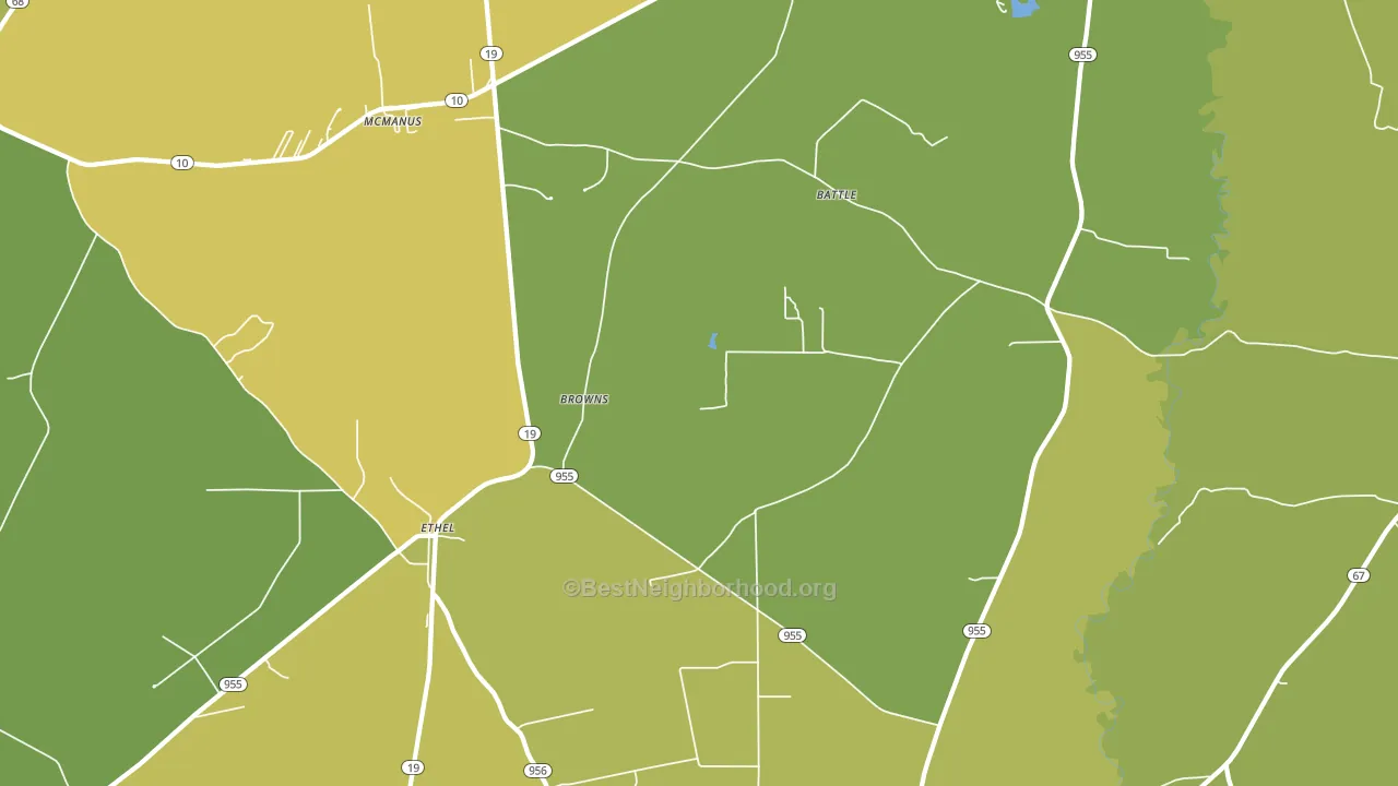 Ethel, LA block-group voter-turnout map