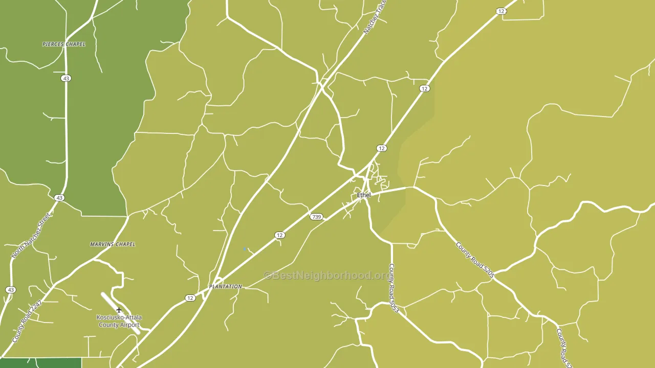 Ethel, MS block-group voter-turnout map