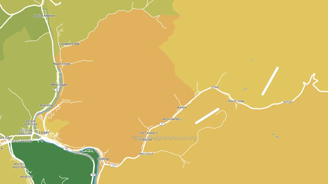 Ethel, WV block-group voter-turnout map