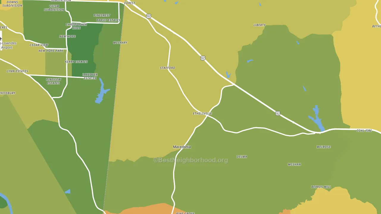 Ethelsville, AL block-group voter-turnout map
