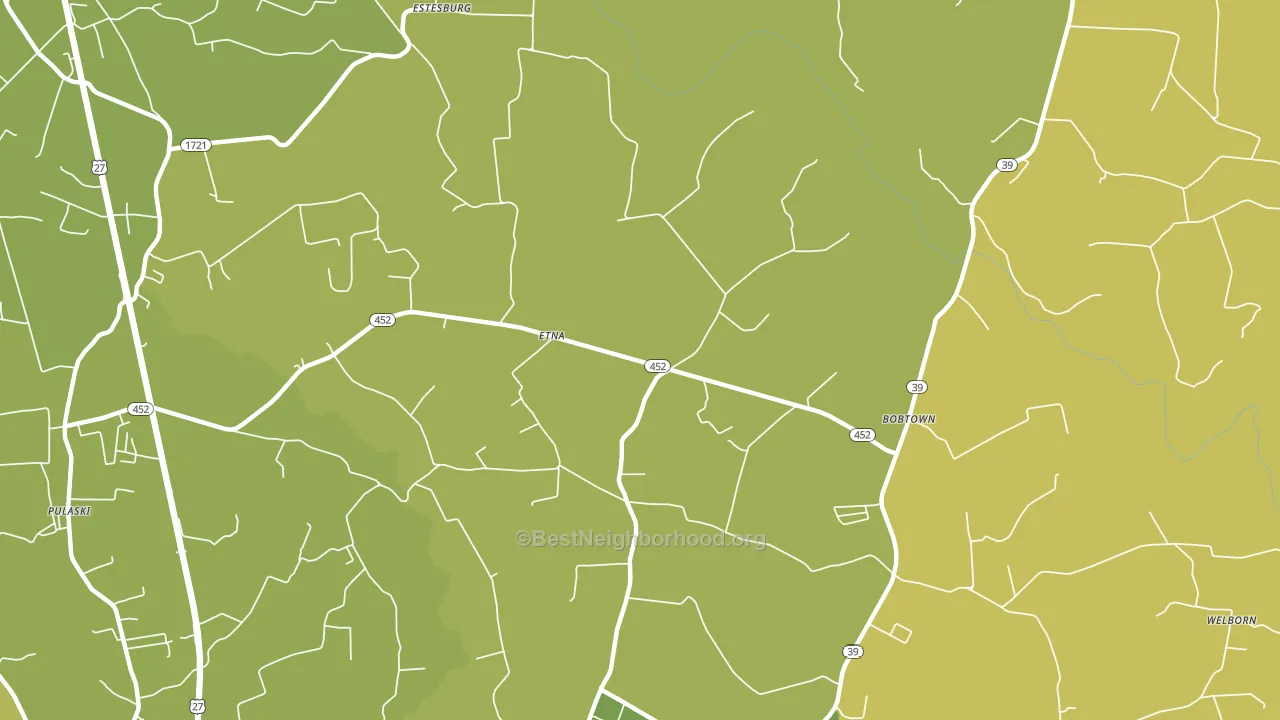 Etna, KY block-group voter-turnout map