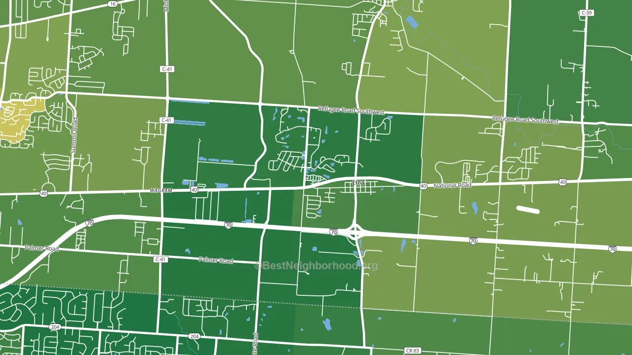 Etna, OH block-group voter-turnout map