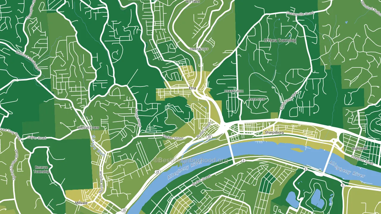 Etna, PA block-group voter-turnout map