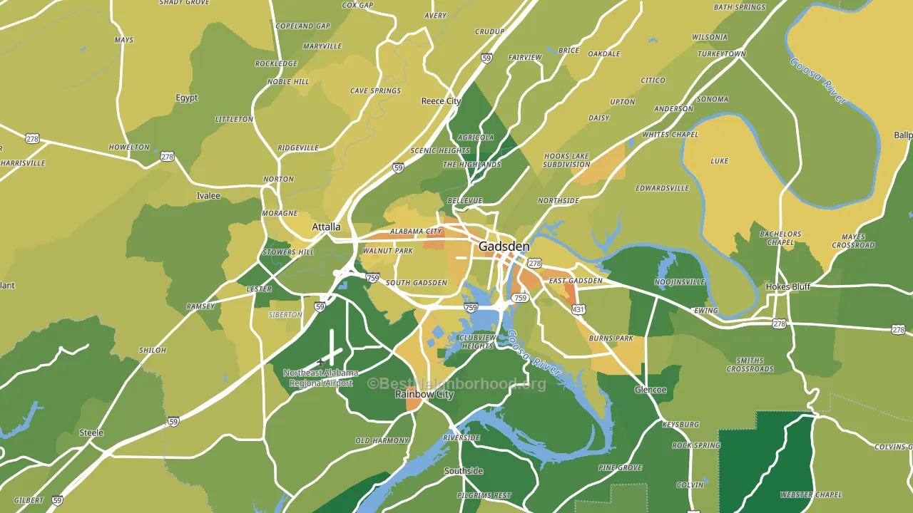Etowah County, AL block-group voter-turnout map
