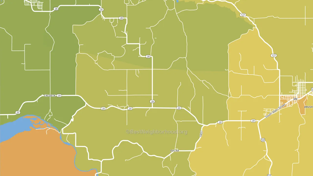 Eucha, OK block-group voter-turnout map