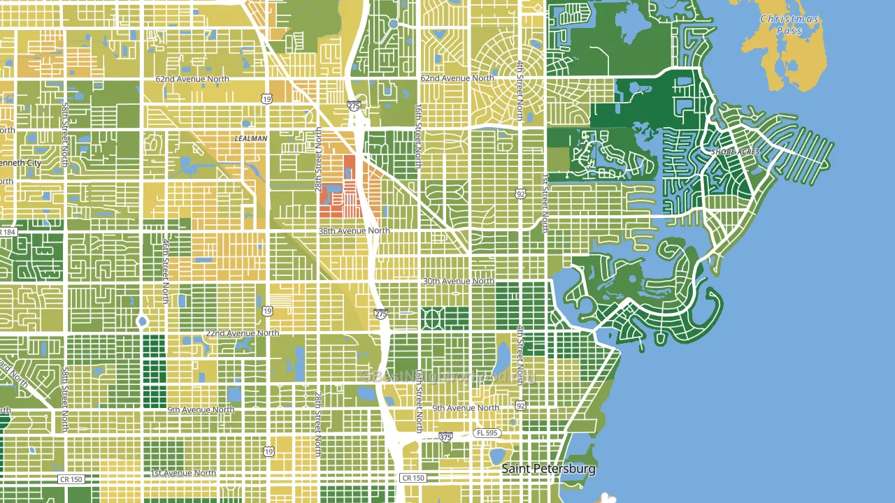Euclid-St Paul, St. Petersburg, FL block-group voter-turnout map