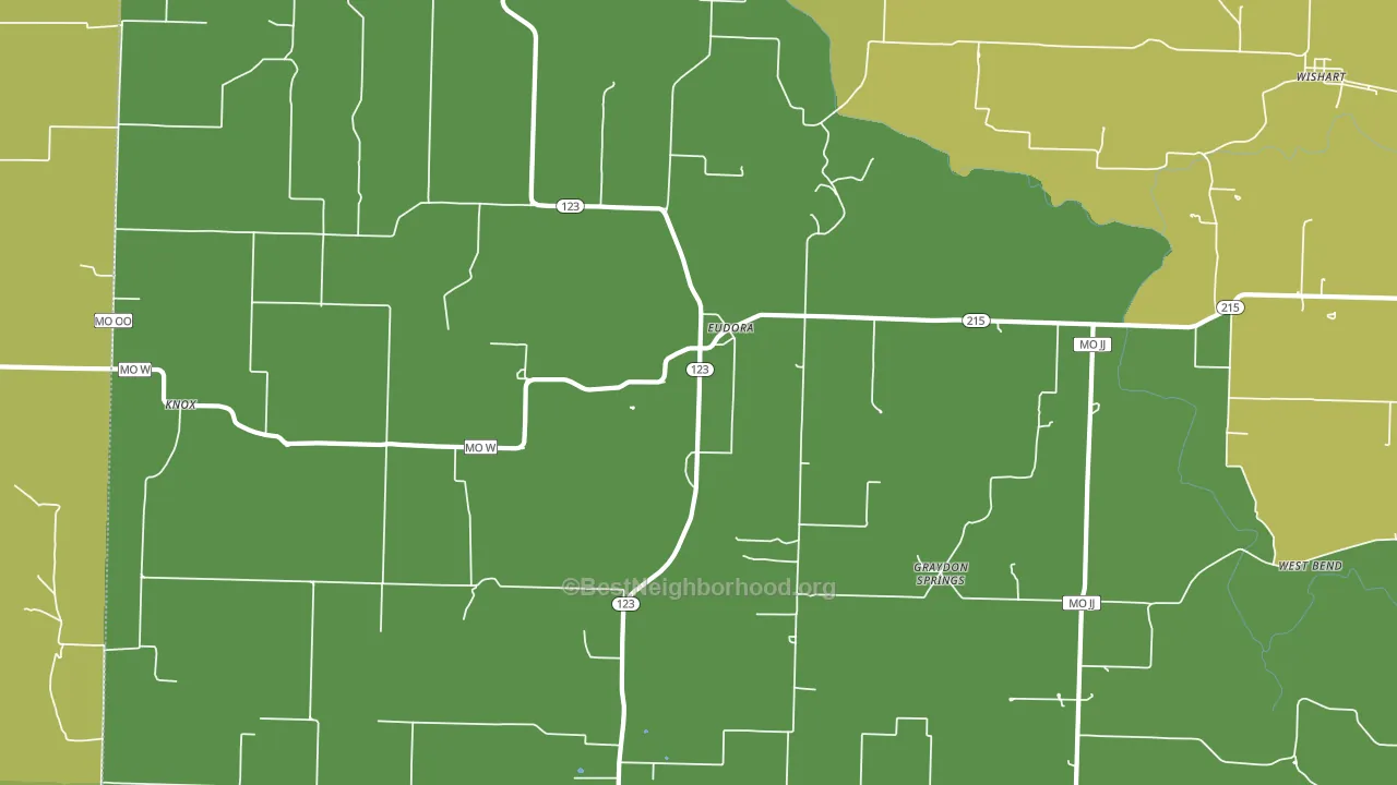 Eudora, MO block-group voter-turnout map