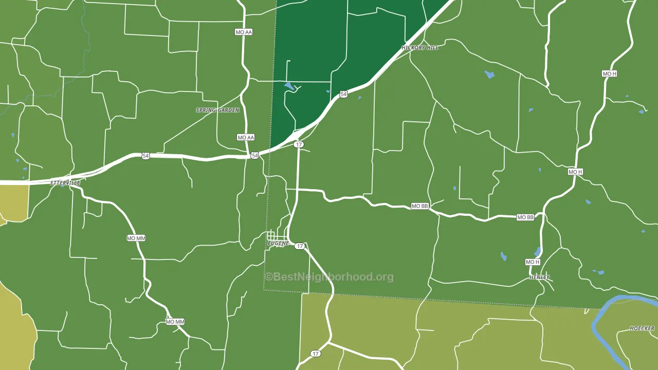 Eugene, MO block-group voter-turnout map