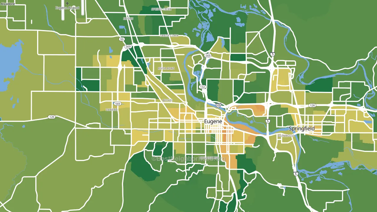 Eugene, OR block-group voter-turnout map