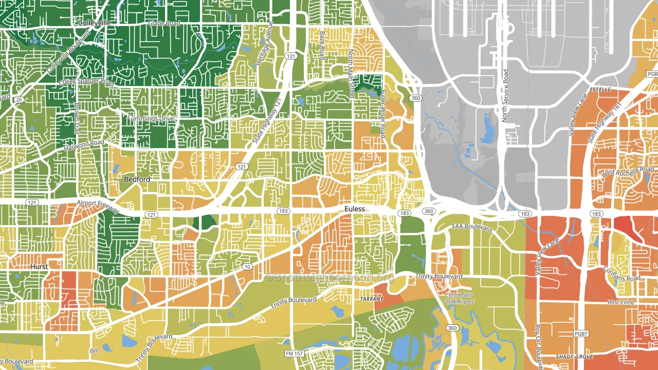 Euless, TX block-group voter-turnout map