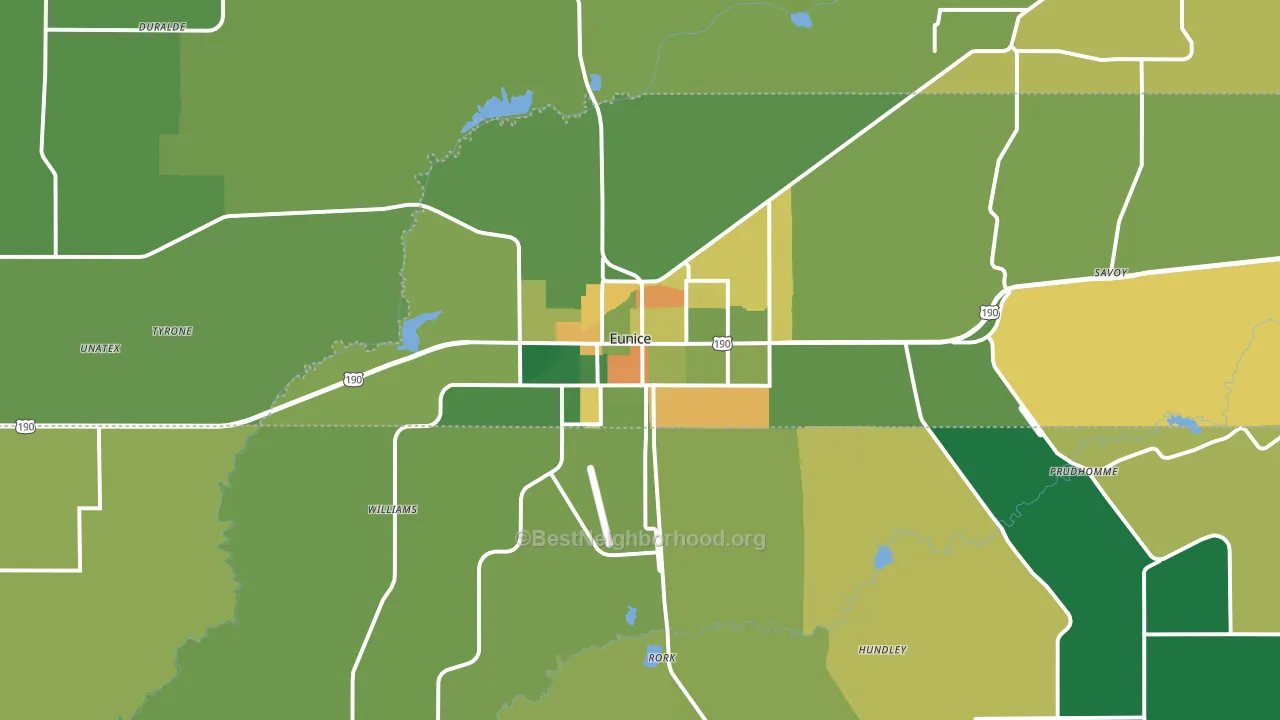 Eunice, LA block-group voter-turnout map
