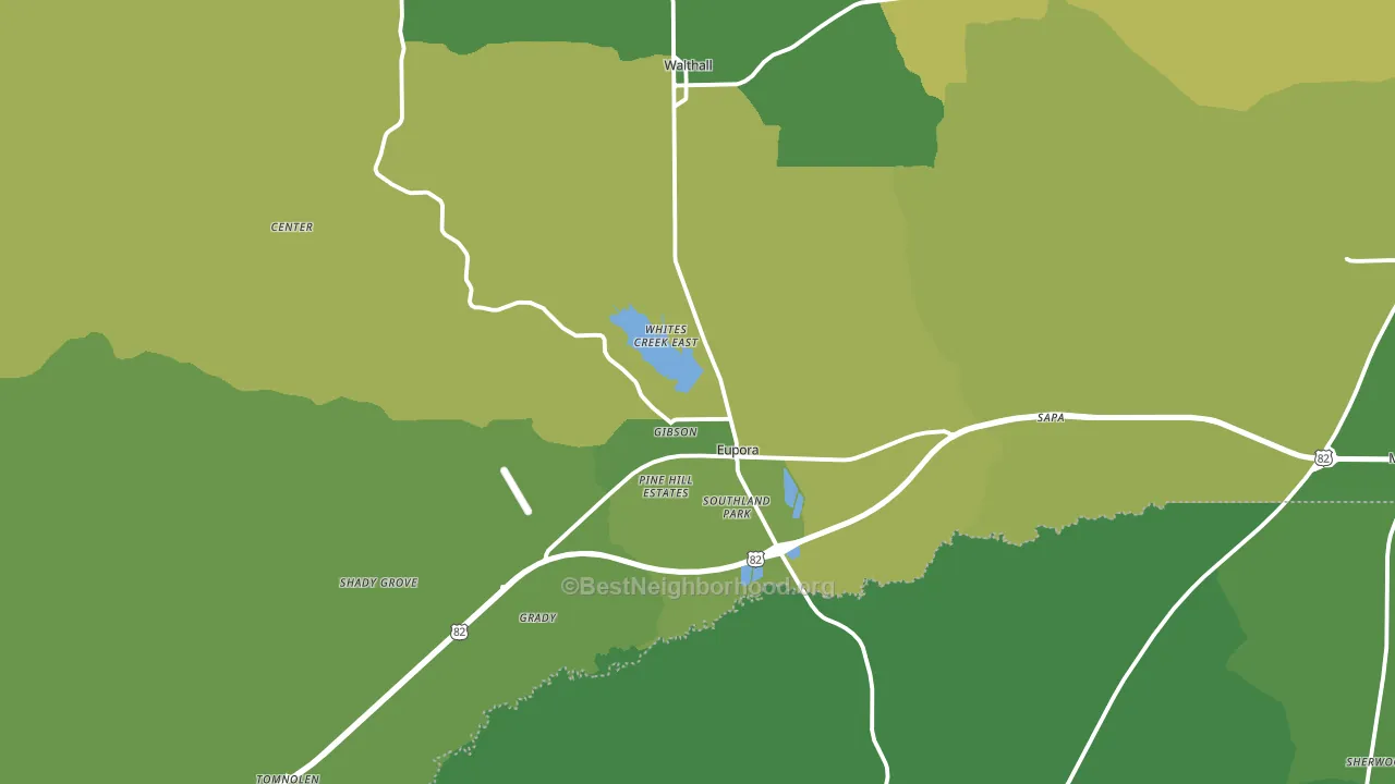 Eupora, MS block-group voter-turnout map