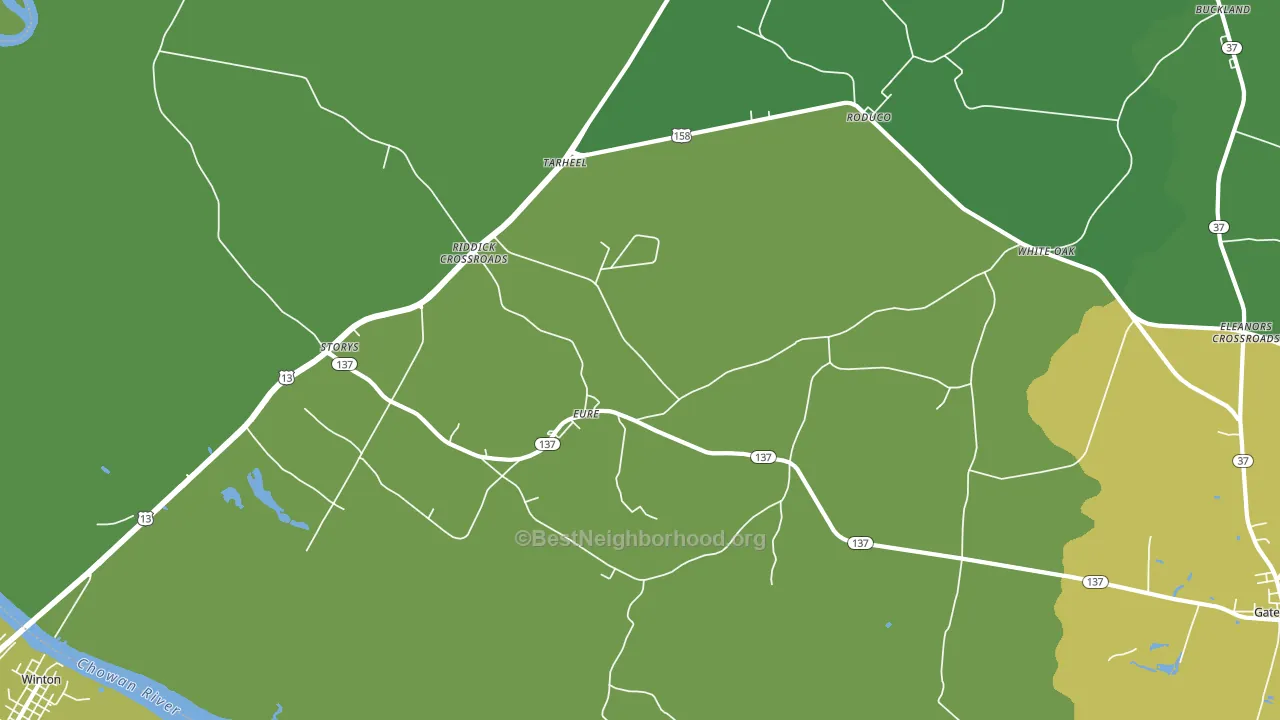 Eure, NC block-group voter-turnout map