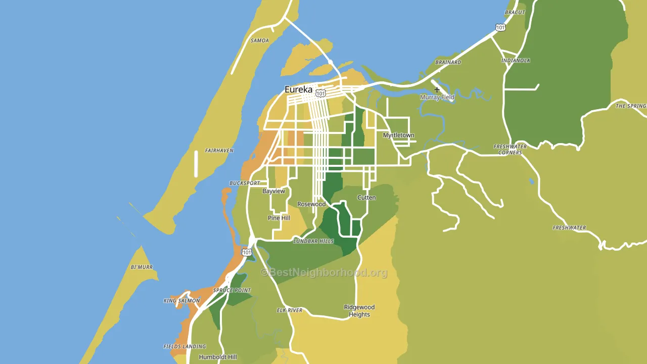 Eureka, CA block-group voter-turnout map
