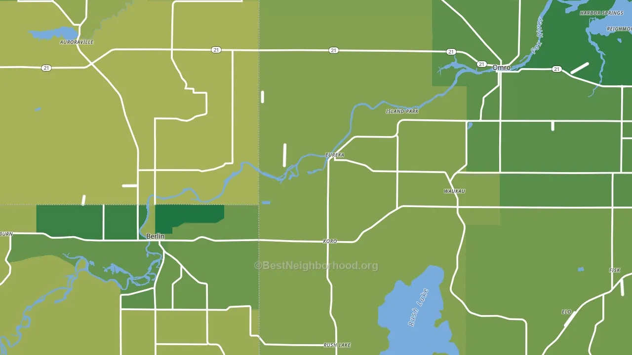 Eureka, WI block-group voter-turnout map