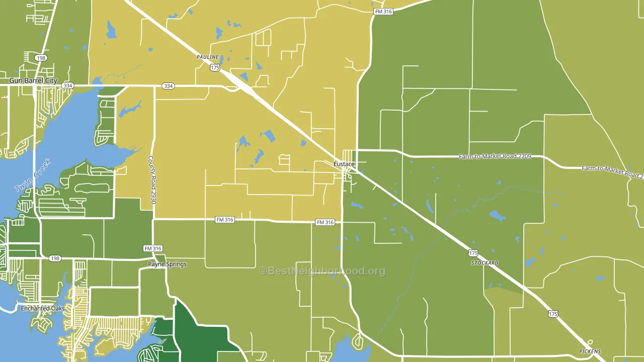 Eustace, TX block-group voter-turnout map