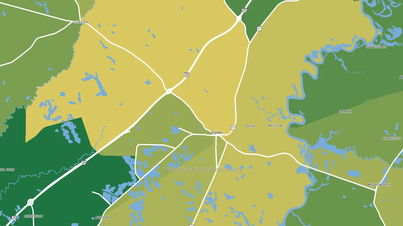 Eutaw, AL block-group voter-turnout map