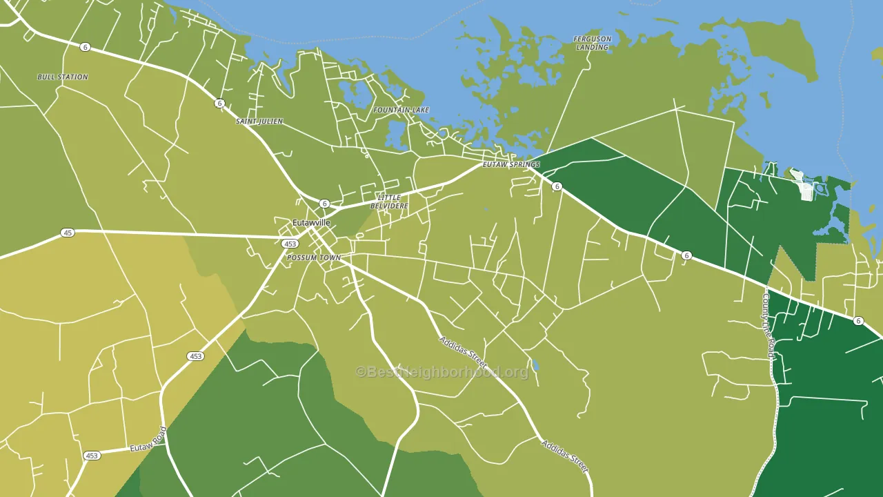 Eutawville, SC block-group voter-turnout map